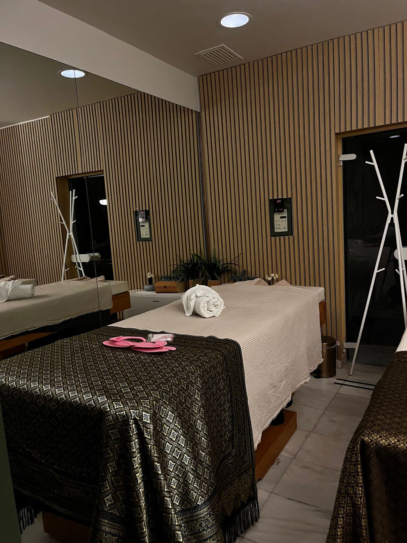 Treatment room with massage table